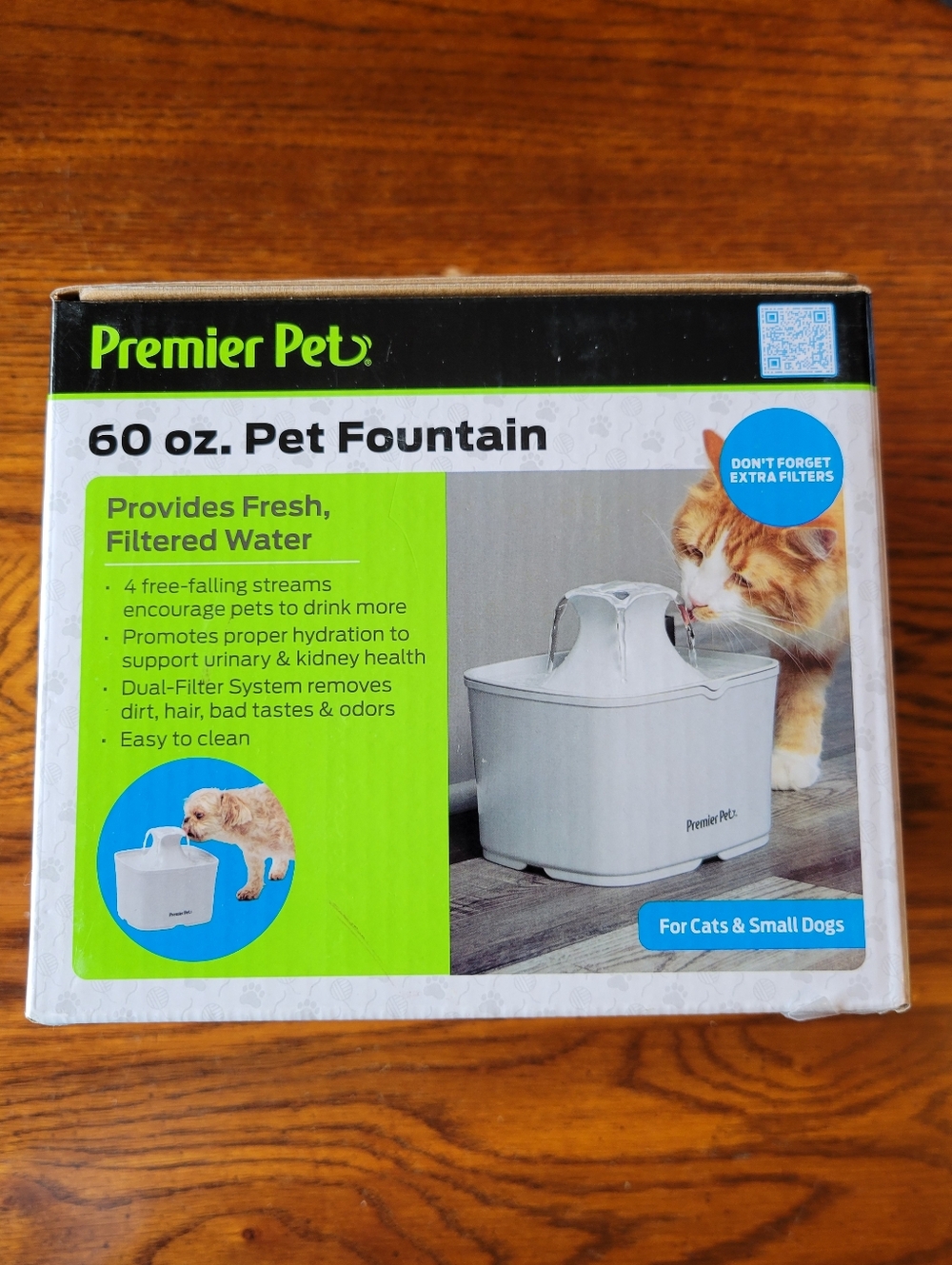 Premier Pet 60 oz. Pet Fountain, White